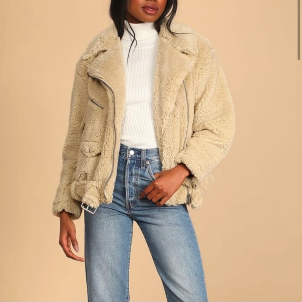 NWOT free people sherpa So Cozy Slouchy Moto Biker Jacket